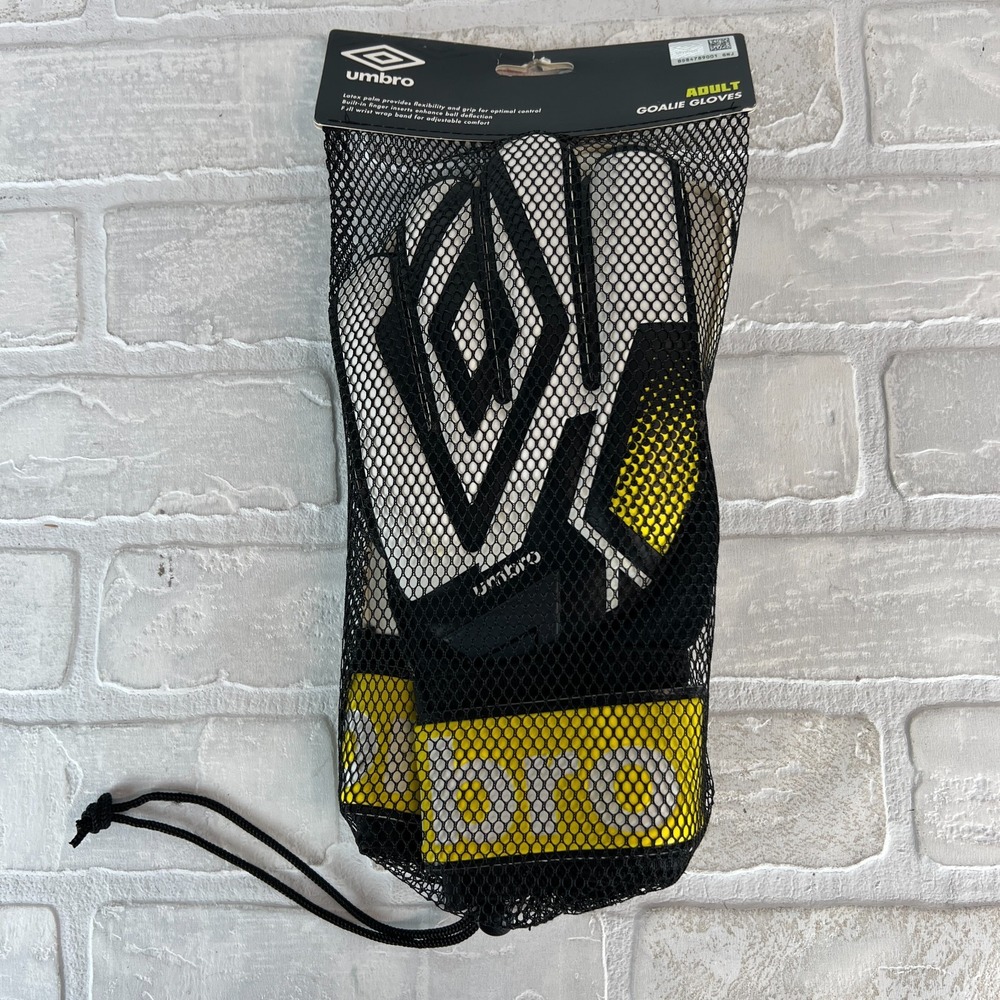 Umbro Adult Soccer Goalie Gloves Black Yellow M2102GA 80–95mm Palm Goalkeeper